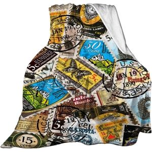 R. Prince Stamps Printed Fleece Throw Blanket NEW
